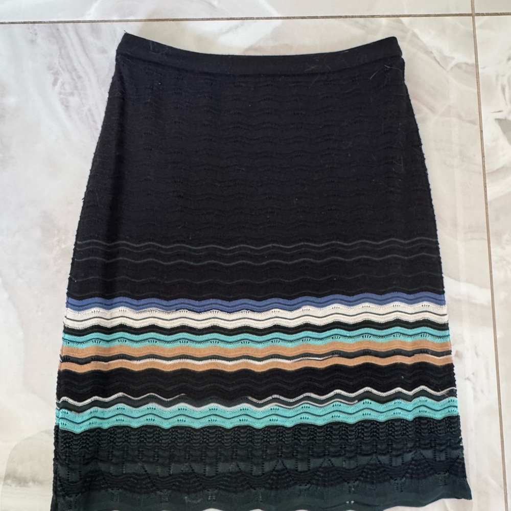 Missoni Black and Blue Ribbed Pencil Skirt